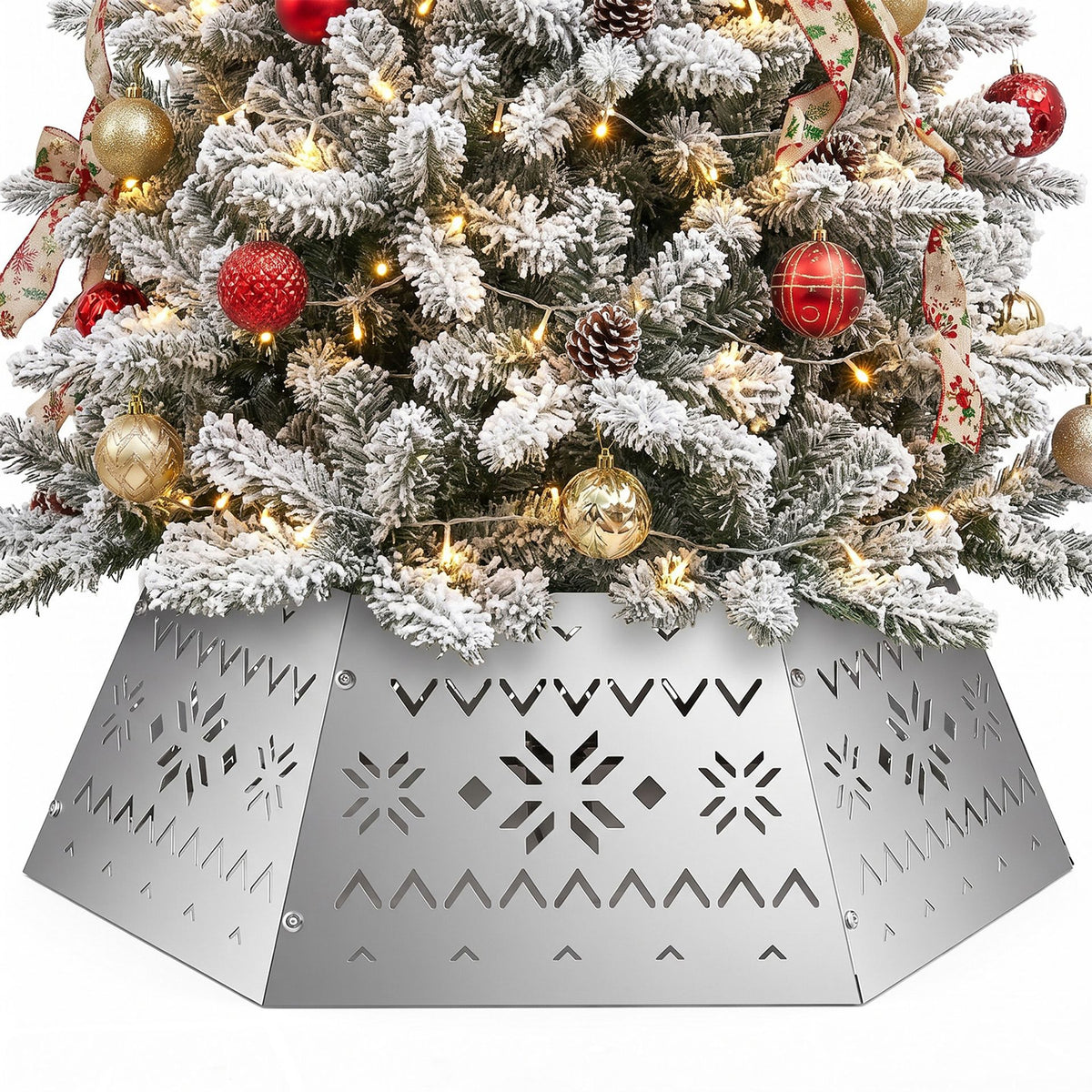 71 CM Metal Hexagonal Christmas Tree Collar Fits up to 305 CM Xmas Tree and 61 CM Stand Diameter