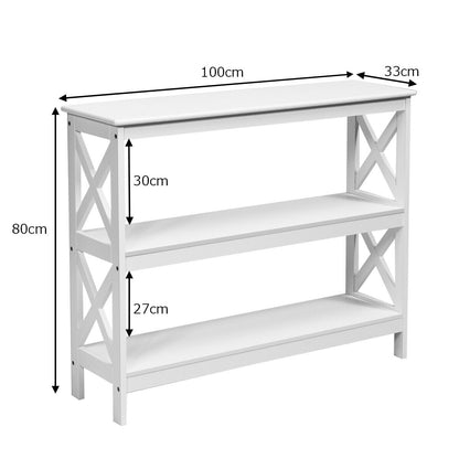 Industrial 3-Tier Console Table with Storage Shelf-White