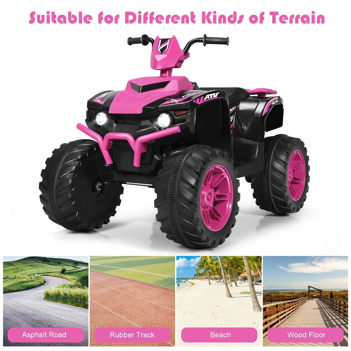 12v Electric Kids Ride On ATV / Quad Bike-Pink