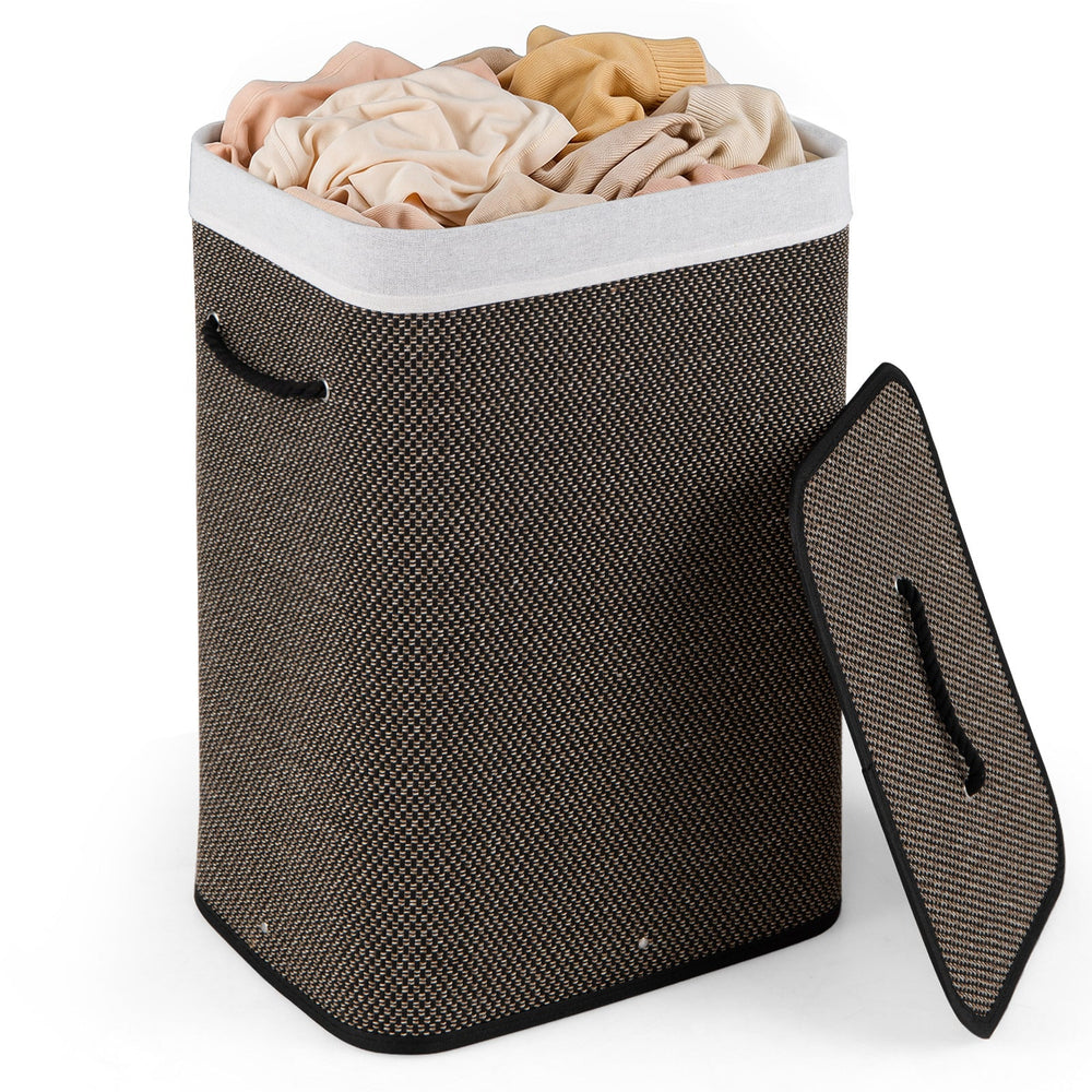 72 L Capacity Bamboo Laundry Hamper with Lid and Removable Liner for Bedroom-Black
