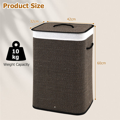 72 L Capacity Bamboo Laundry Hamper with Lid and Removable Liner for Bedroom-Black
