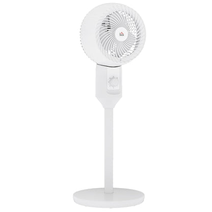HOMCOM 9" Pedestal Fan, 70Â° Oscillation 90Â° Vertical Tilt Oscillating Air Circulator with 3 Speeds, Standing Fan for Home Office, Bedroom, White
