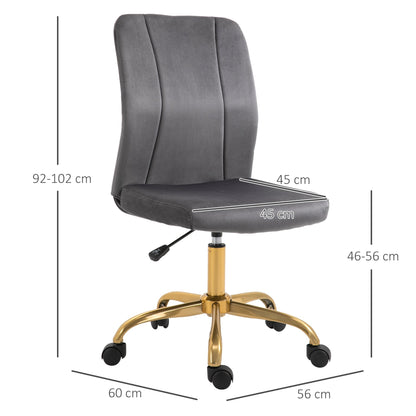 Vinsetto Velvet Cover Ergonomic Office Chair w/ 360° Swivel Wheels and Height Adjustable