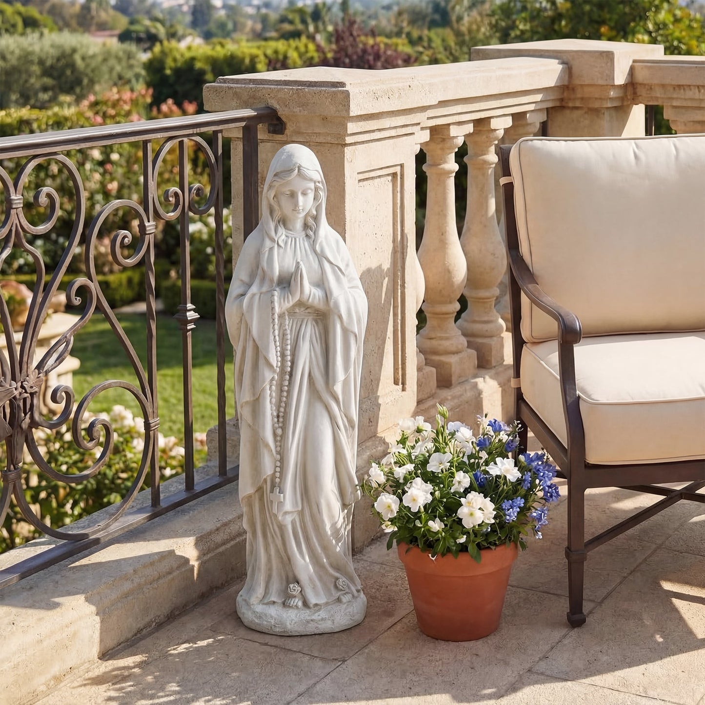 74.5 cm Virgin Mary Statue Outdoor Religious Sculpture with Aged Finish-Grey