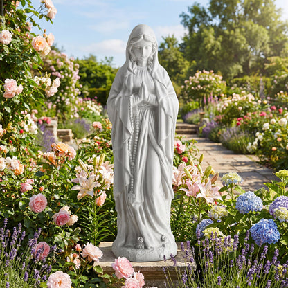 74.5 cm Virgin Mary Statue Outdoor Religious Sculpture with Aged Finish-Grey