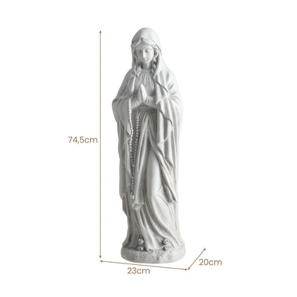74.5 cm Virgin Mary Statue Outdoor Religious Sculpture with Aged Finish-Grey
