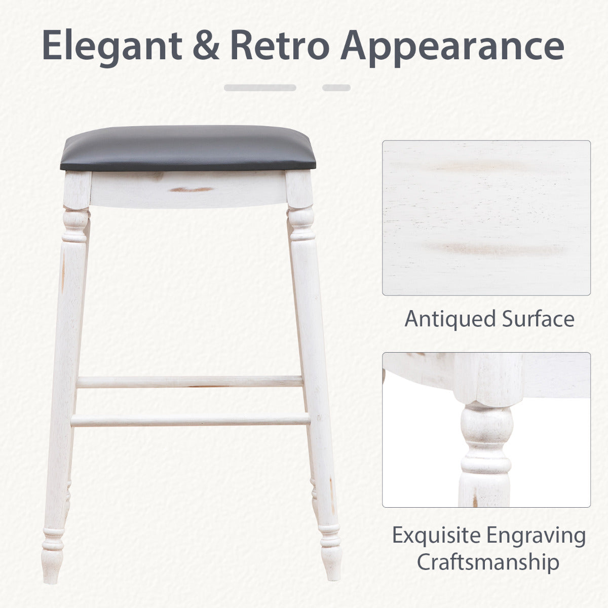 61/74 cm Upholstered Bar Stool Set of 4-74 cm