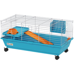 PawHut Small Animal Cage Rabbit Guinea Pigs Chinchillas Cage with Wheels Water Bottle