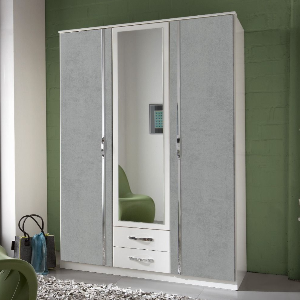 DAYTON 3 Door Wardrobe White and Grey 135cm