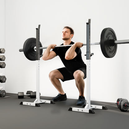 HOMCOM Heavy Duty Weight Bar Barbell Squat Stand Barbell Rack Spotter, for Home, Gym - Black