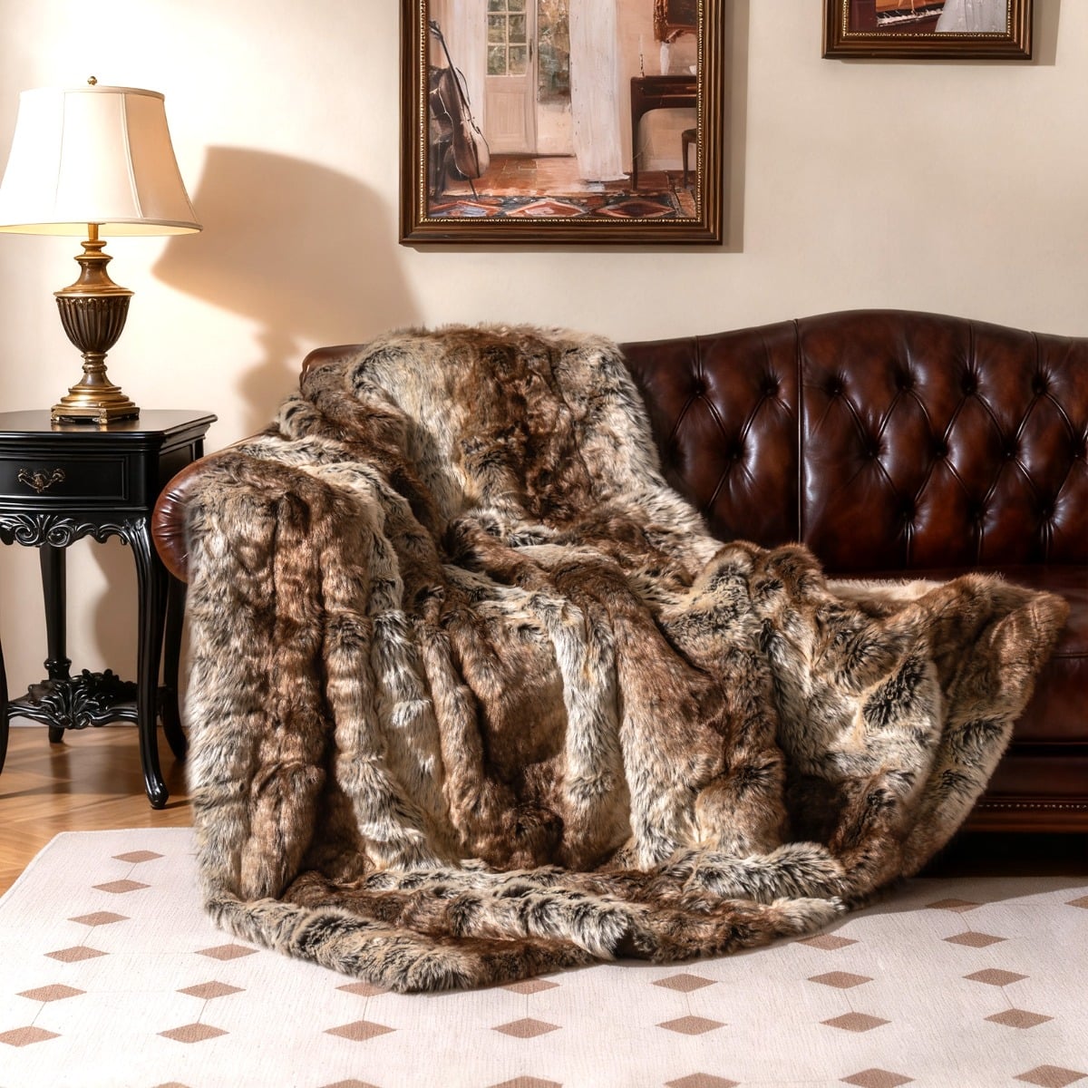 760GSM Soft Plush Fuzzy Luxury Faux Raccoon Fur Blanket