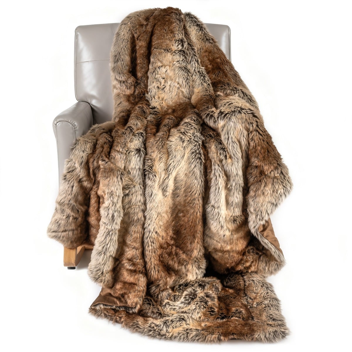 760GSM Soft Plush Fuzzy Luxury Faux Raccoon Fur Blanket
