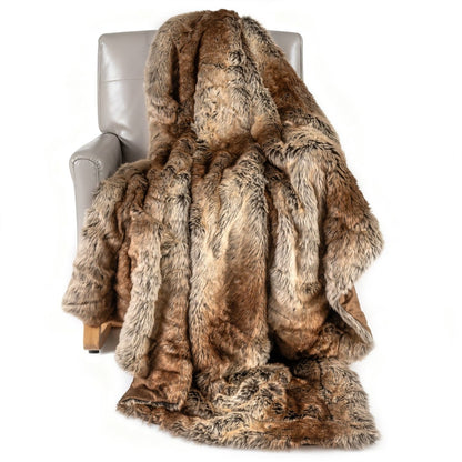 760GSM Soft Plush Fuzzy Luxury Faux Raccoon Fur Blanket
