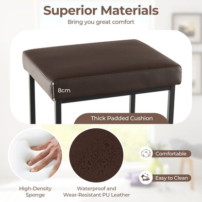 76 cm Barstools Set of 2 with PU Leather Cover and Footrest-Brown