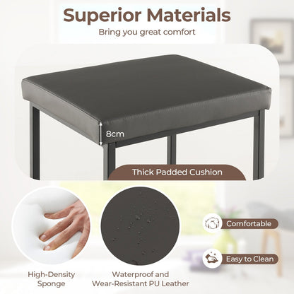 76 cm Barstools Set of 2 with PU Leather Cover and Footrest-Grey