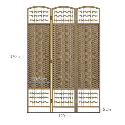 HOMCOM 3 Panel Folding Room Divider, Privacy Screen, Freestanding Paravent Partition Separator Natural Wood