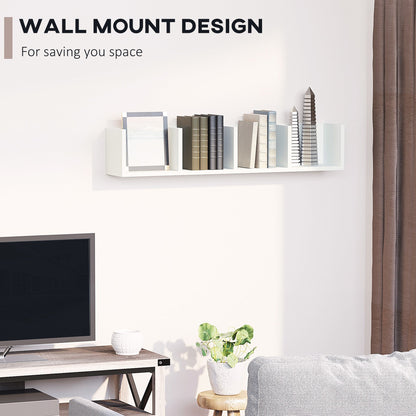 HOMCOM Wall Mount 84 CD / 56 DVD/Blu-ray/ Media Storage Rack 4 Cubes Wooden Shelf Organizer Unit Bookcase Display (White)