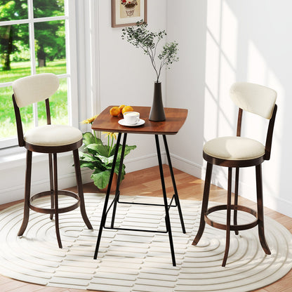 64/77CM Counter Height Chairs Set of 2 with Padded Seat and Backrest-Brown-Size 2