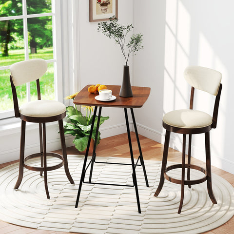 64/77CM Counter Height Chairs Set of 2 with Padded Seat and Backrest-Brown-Size 2