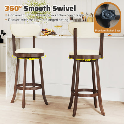 64/77CM Counter Height Chairs Set of 2 with Padded Seat and Backrest-Brown-Size 2
