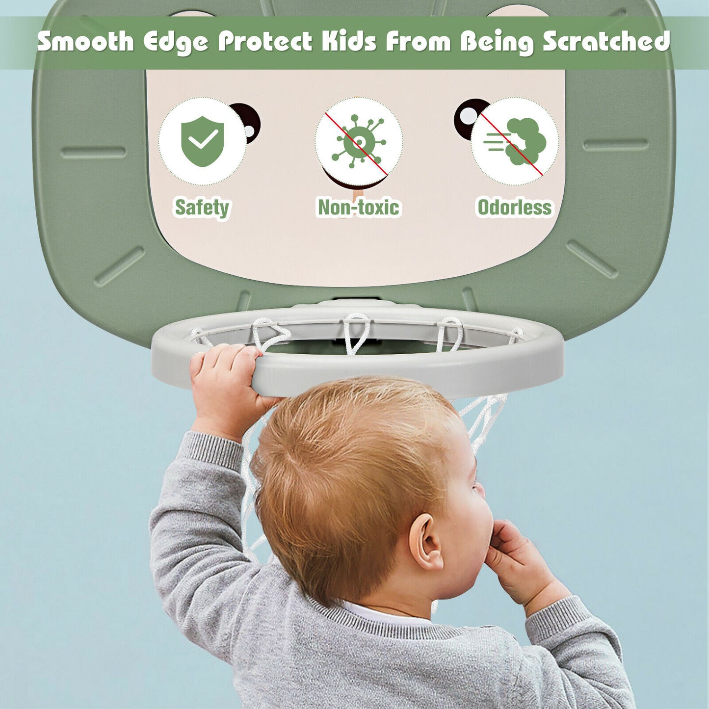 3-in-1 Basketball Hoop Set Stand 5 Adjustable Height