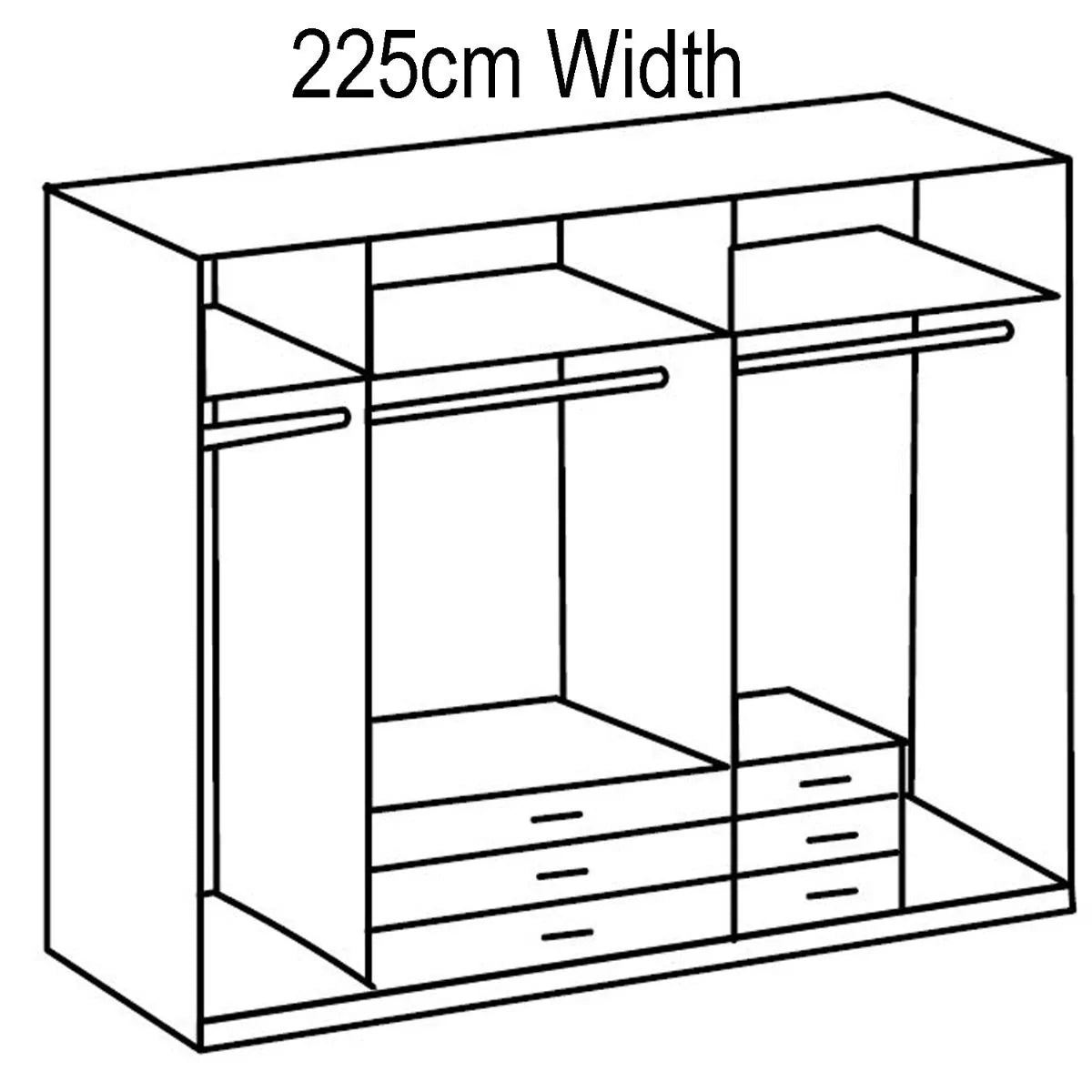 BODDEN 5 Door Wardrobe Graphite 225cm
