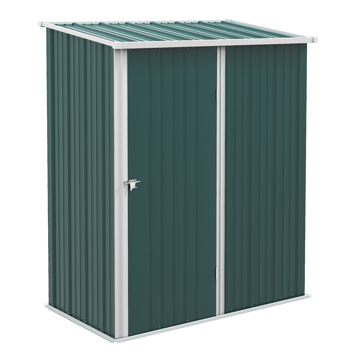 Outsunny 5.3 x 3.1ft Corrugated Steel Garden Shed - Green