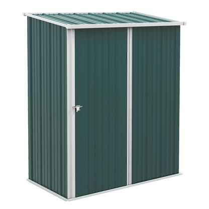 Outsunny 5.3 x 3.1ft Corrugated Steel Garden Shed - Green