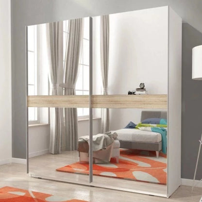 Micah 5 2 Sliding Mirror Door Wardrobe White - 200cm