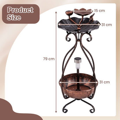 79 cm Solar Outdoor Bird Bath with Flower Planter Base and LED Light-Bronze