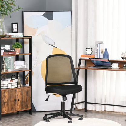 Vinsetto Leisure Office Chair Mesh Fabric Computer Home Study Armless with Wheels, Black