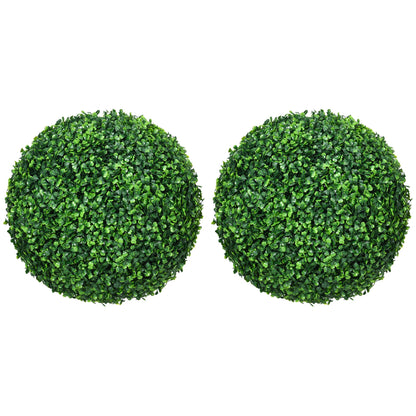 HOMCOM Set of Two Artificial Boxwood Balls Plants - Green