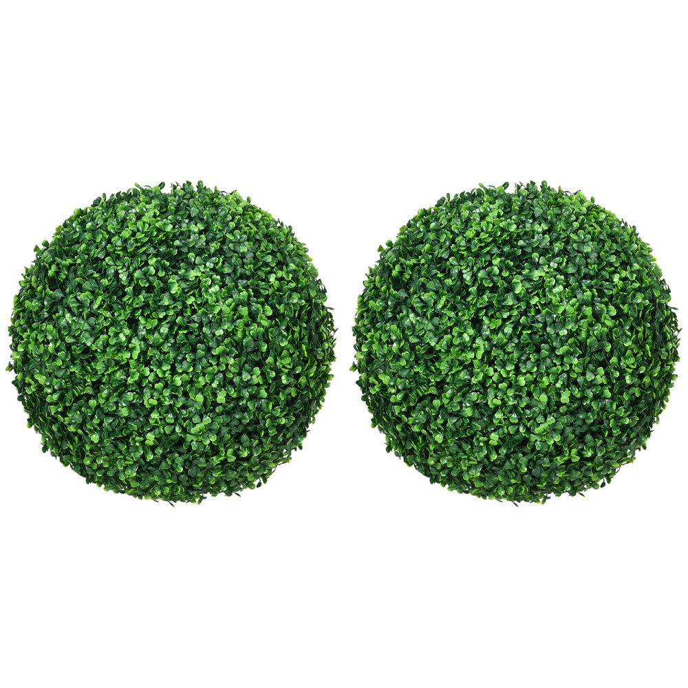 HOMCOM Set of Two Artificial Boxwood Balls Plants - Green