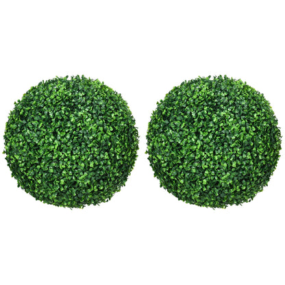 HOMCOM Set of Two Artificial Boxwood Balls Plants - Green