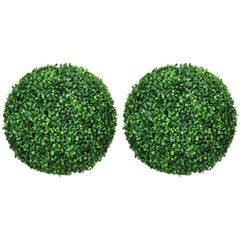 HOMCOM Set of Two Artificial Boxwood Balls Plants - Green