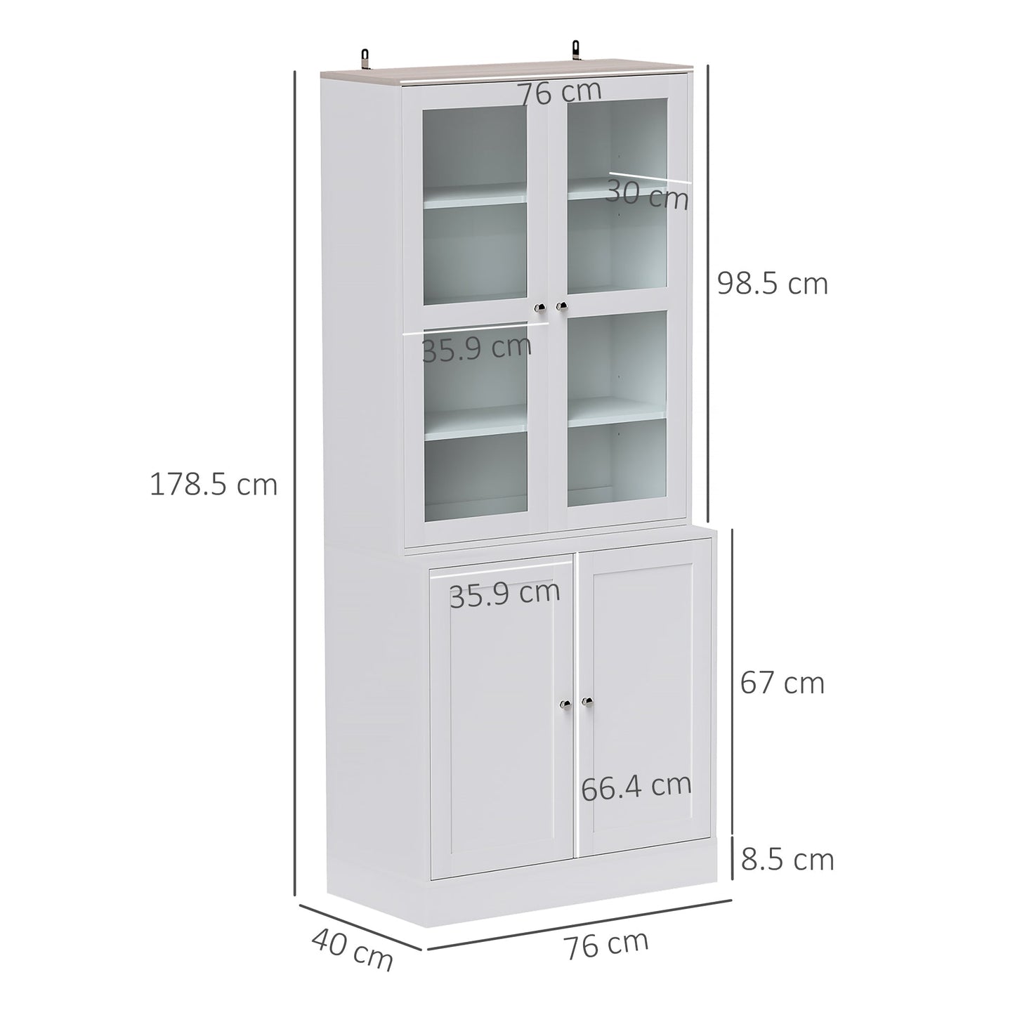 HOMCOM Double Storage Display Cabinet - White
