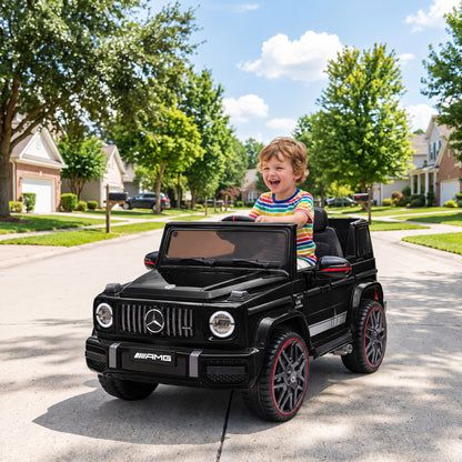 AIYAPLAY Licensed Mercedes-AMG G63 12V Kids Ride on Car with Remote Dual Motors Rear Suspension Slow Start for 3-6 Years, Black