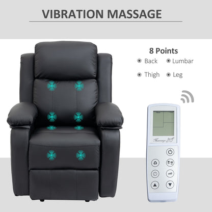 Electric Power Lift Recliner Chair Vibration Massage Reclining Chair with Remote Control and Side Pocket, Black