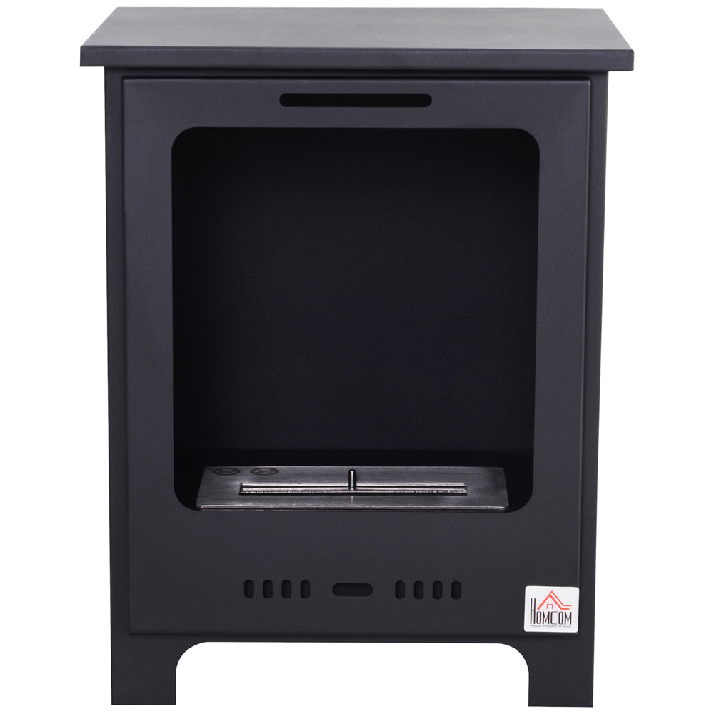 HOMCOM Freestanding Ethanol Fireplace, Bioethanol Fire with 0.9L Tank, 3 Hours Burning Time for Indoor, Black