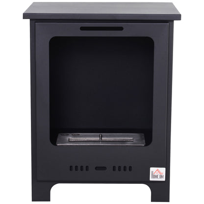 HOMCOM Freestanding Ethanol Fireplace, Bioethanol Fire with 0.9L Tank, 3 Hours Burning Time for Indoor, Black