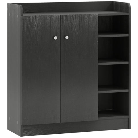 HOMCOM Shoe Storage Cabinet with Adjustable Shelves - Black