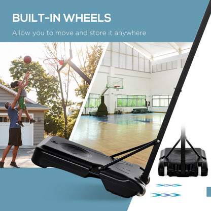 HOMCOM Basketball Hoop Outdoor, Portable Basketball Hoop and Stand with Weighted Base, Portable on Wheels, 1.55-2.1m, for Teens, Juniors, Adults, White