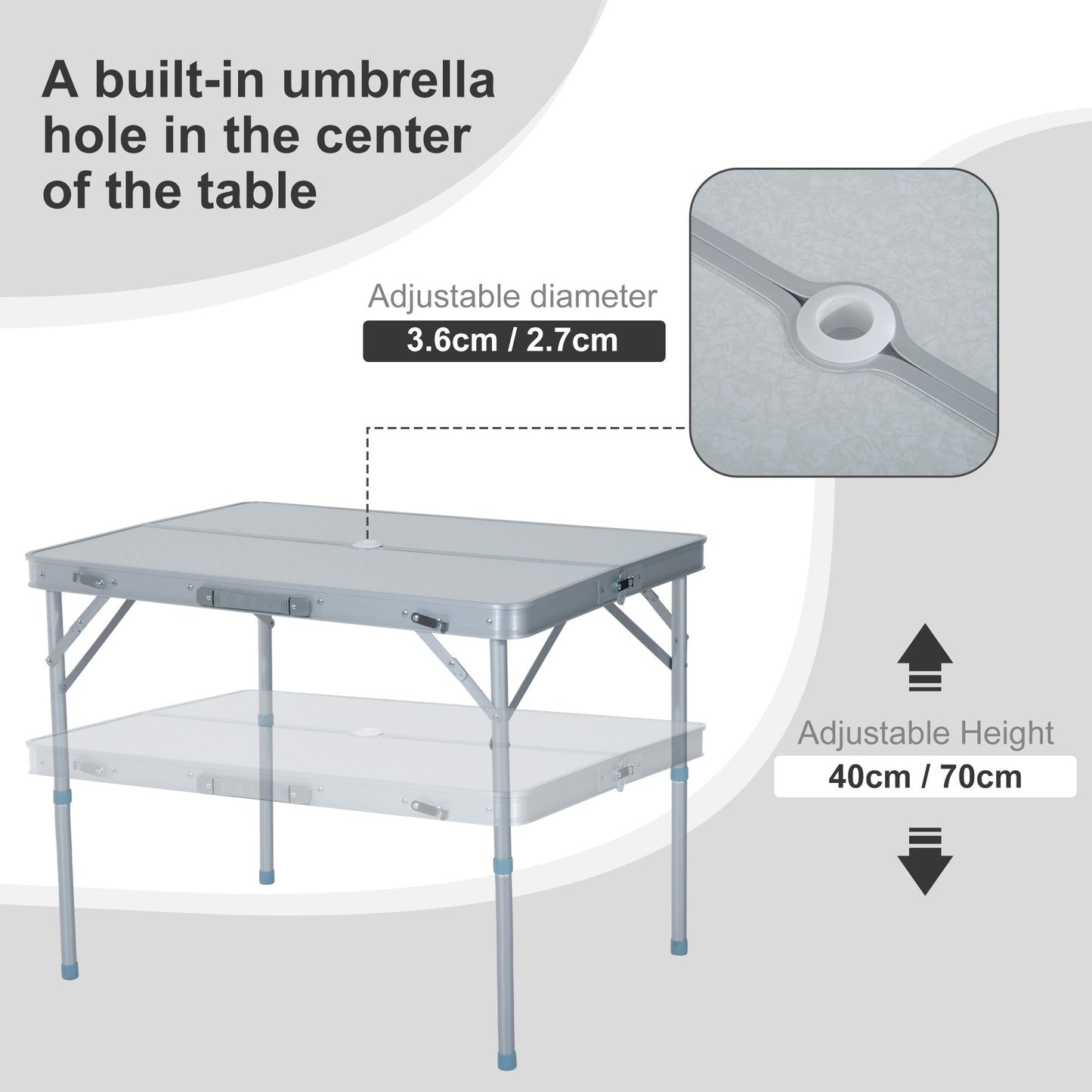 Outsunny 3 pcs Picnic Table Bench Set, Foldable, Aluminum Alloy