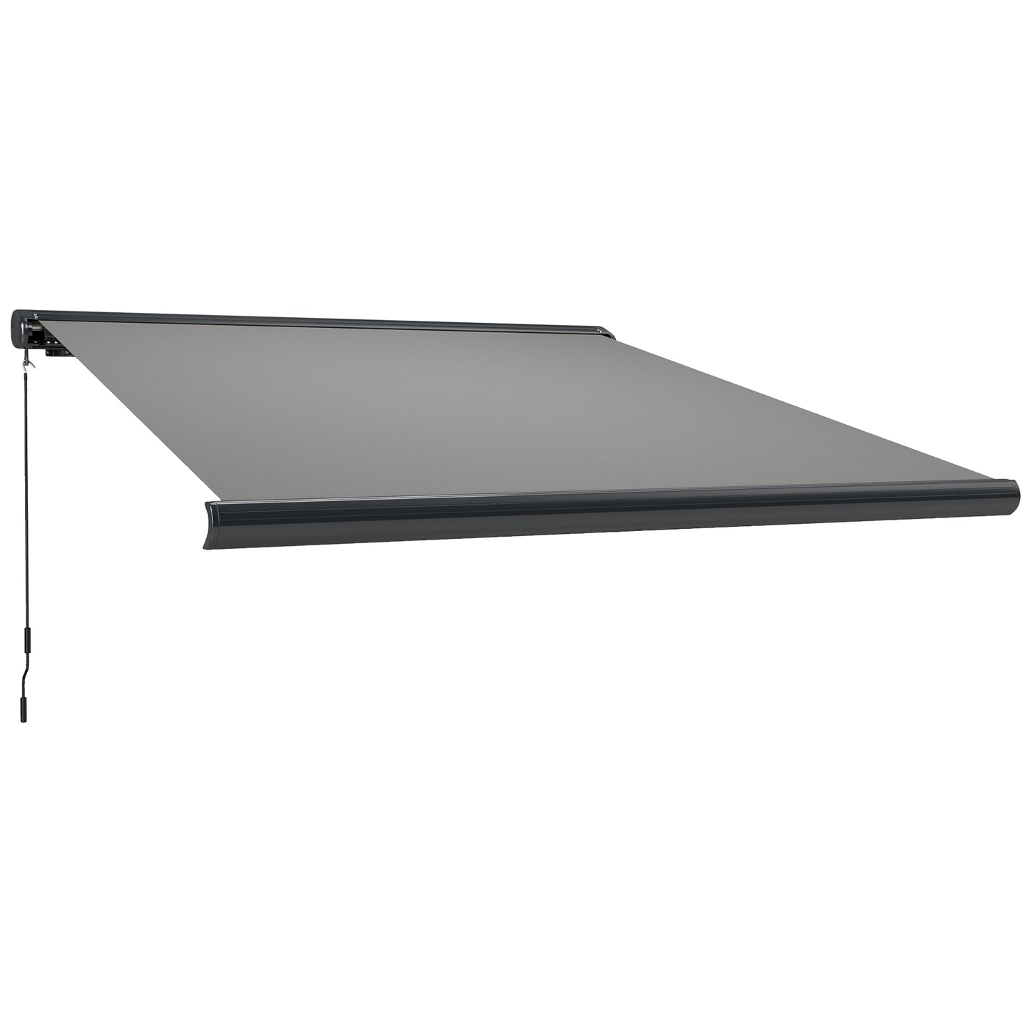 Outsunny 3.5 x 3 m Electric Awning with Remote Controller, Aluminium Frame DIY Retractable Awning, UV50+ Sun Shade Canopy for Garden Patio Deck Door Window, Light Grey