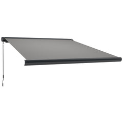 Outsunny 3.5 x 3 m Electric Awning with Remote Controller, Aluminium Frame DIY Retractable Awning, UV50+ Sun Shade Canopy for Garden Patio Deck Door Window, Light Grey