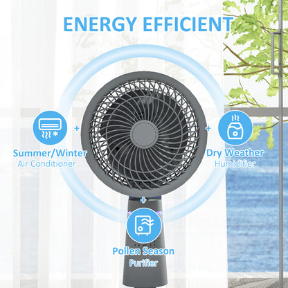 HOMCOM Pedestal Air Circulation Fan with Oscillating, Light Off, Grey