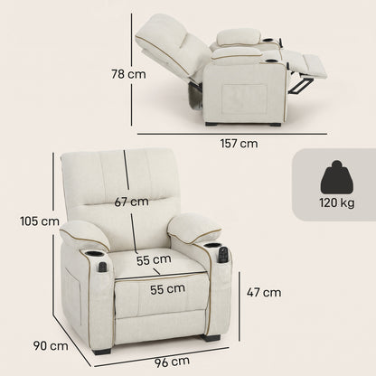 HOMCOM Electric Massage Recliner Armchair with Vibration, Heat, Whisper-Quiet Motor, Memory Function, Spring Pack, Beige