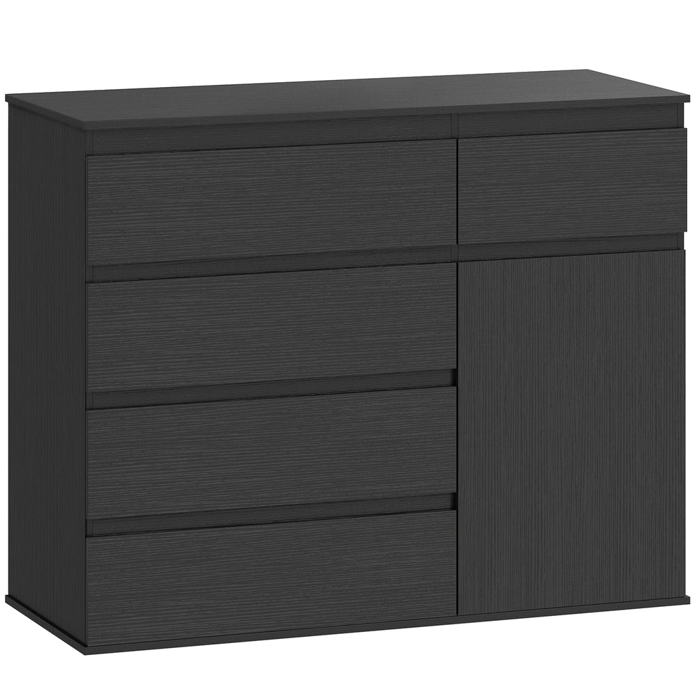 HOMCOM Modern Chest Of Drawers, 5 Drawer Dresser with Adjustable Shelf, Soft-Close Door, Black
