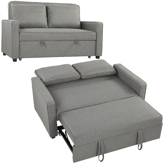 HOMCOM Double Sofa Bed Click Clack Sofa Bed Pull Out Bed with Adjustable Backrest for Living Room and Bedroom Grey