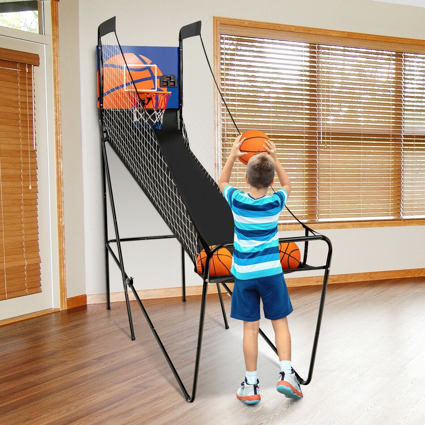 Portable Arcade Basketball Game with Electronic Scorer for Indoor Party
